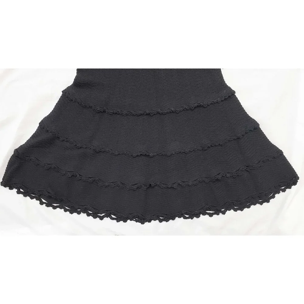 CHANEL 05P Womens Dress Black Knit Flapper Sleeveless Flared Skirt Back Button